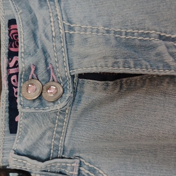 🏍Women's Light Blue Jeans With Pink Decor - Picture 5 of 16